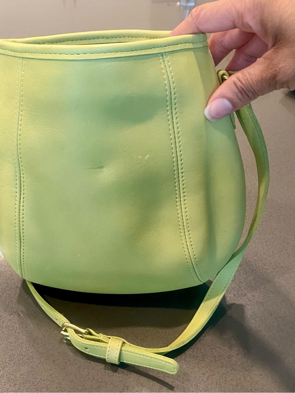 Vintage Coach Lime Green Leather Crossbody Bag
